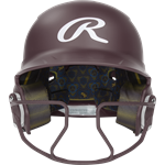 Rawlings Mach Hi-Viz 1-Tone Batting Helmet with Attached Face Guard - Matte | Maroon | Senior