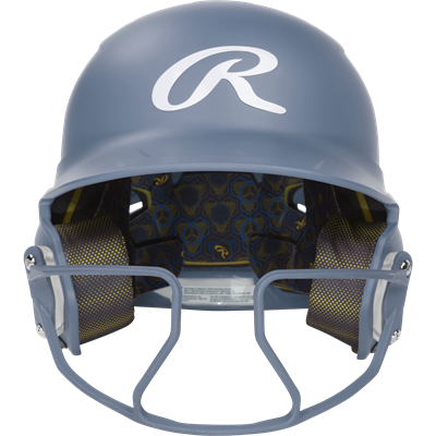 Rawlings Mach Hi-Viz 1-Tone Batting Helmet with Attached Face Guard - Matte | Columbia Blue | Senior